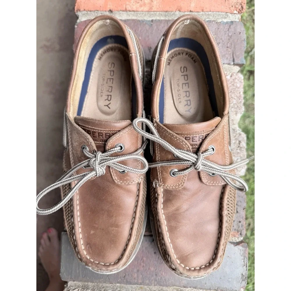 Sperry Top-Sider Authentic Original Boat Shoes Mans 10.5M Tan Leather‎
